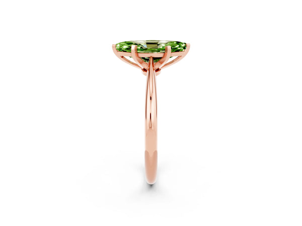 Rose gold Marquise Cut Peridot Solitaire Engagement Ring with Classic Band and Four-Prong Setting