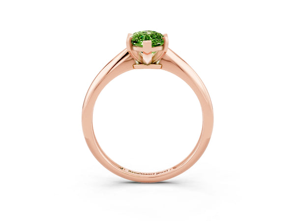 Rose gold Marquise Cut Peridot Solitaire Engagement Ring with Classic Band and Four-Prong Setting