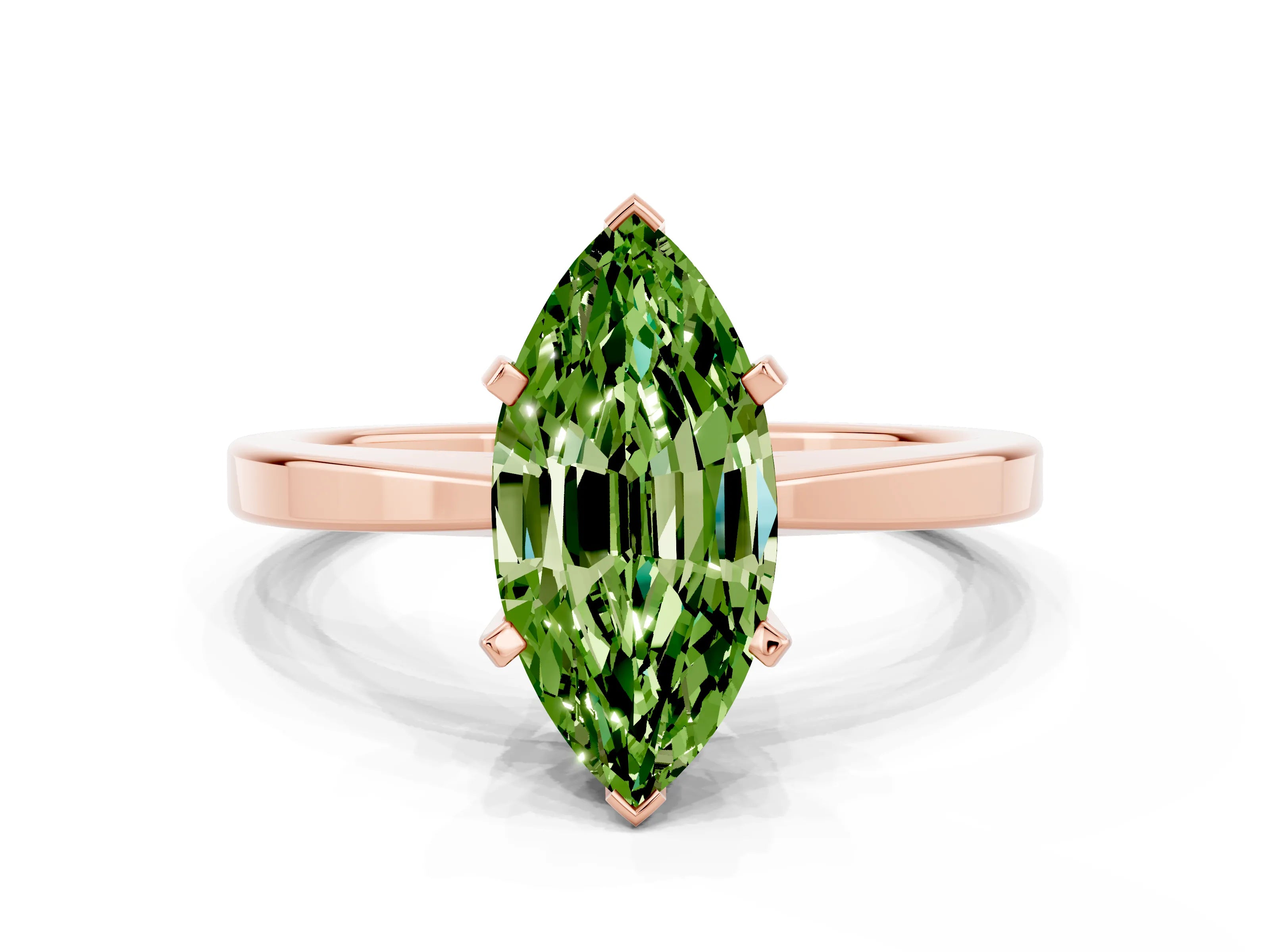 Rose gold Marquise Cut Peridot Solitaire Engagement Ring with Classic Band and Four-Prong Setting_24
