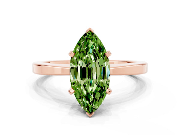 Rose gold Marquise Cut Peridot Solitaire Engagement Ring with Classic Band and Four-Prong Setting