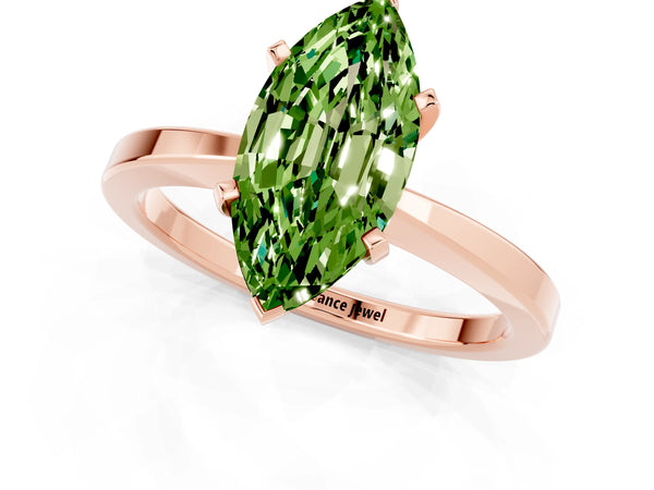 Rose gold Marquise Cut Peridot Solitaire Engagement Ring with Classic Band and Four-Prong Setting