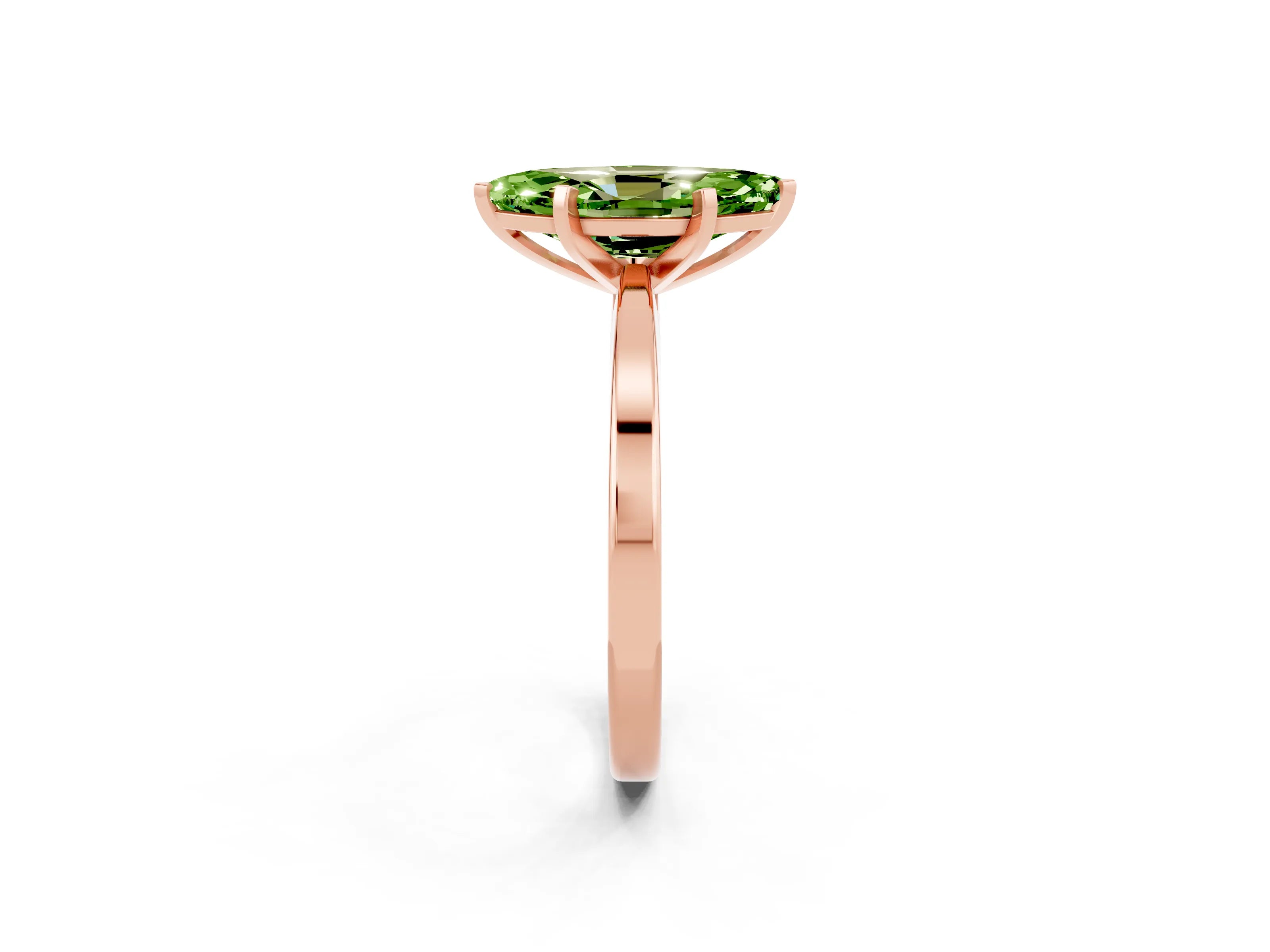 Rose gold Marquise Cut Peridot Solitaire Engagement Ring with Classic Band and Four-Prong Setting_26