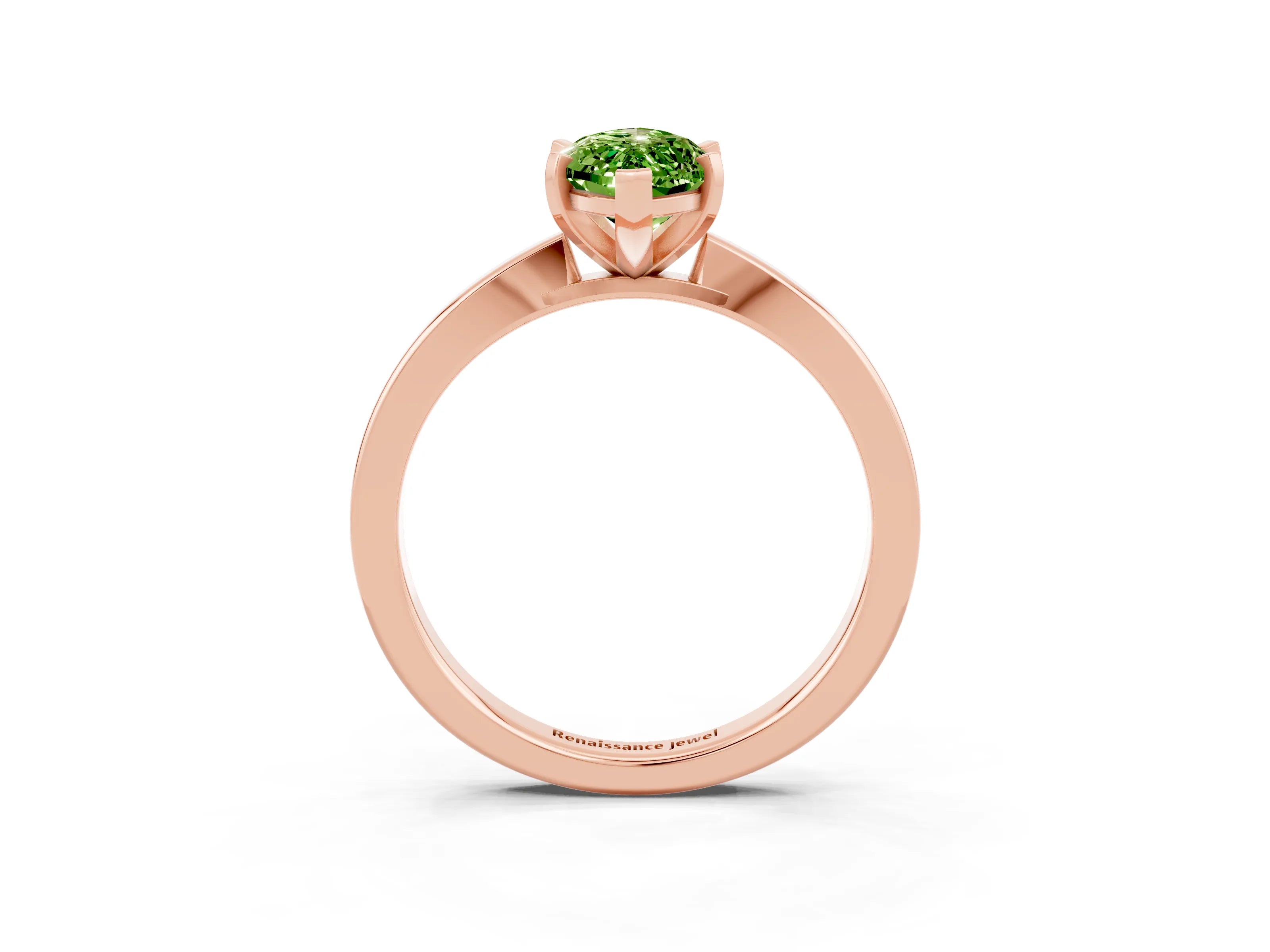 Rose gold Marquise Cut Peridot Solitaire Engagement Ring with Classic Band and Four-Prong Setting_27