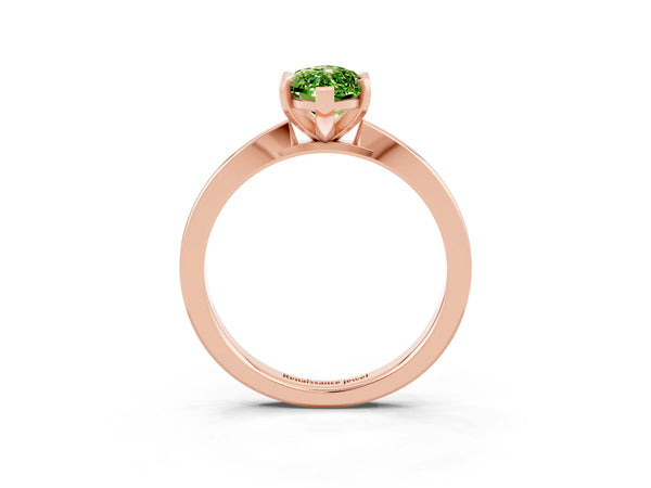 Rose gold Marquise Cut Peridot Solitaire Engagement Ring with Classic Band and Four-Prong Setting