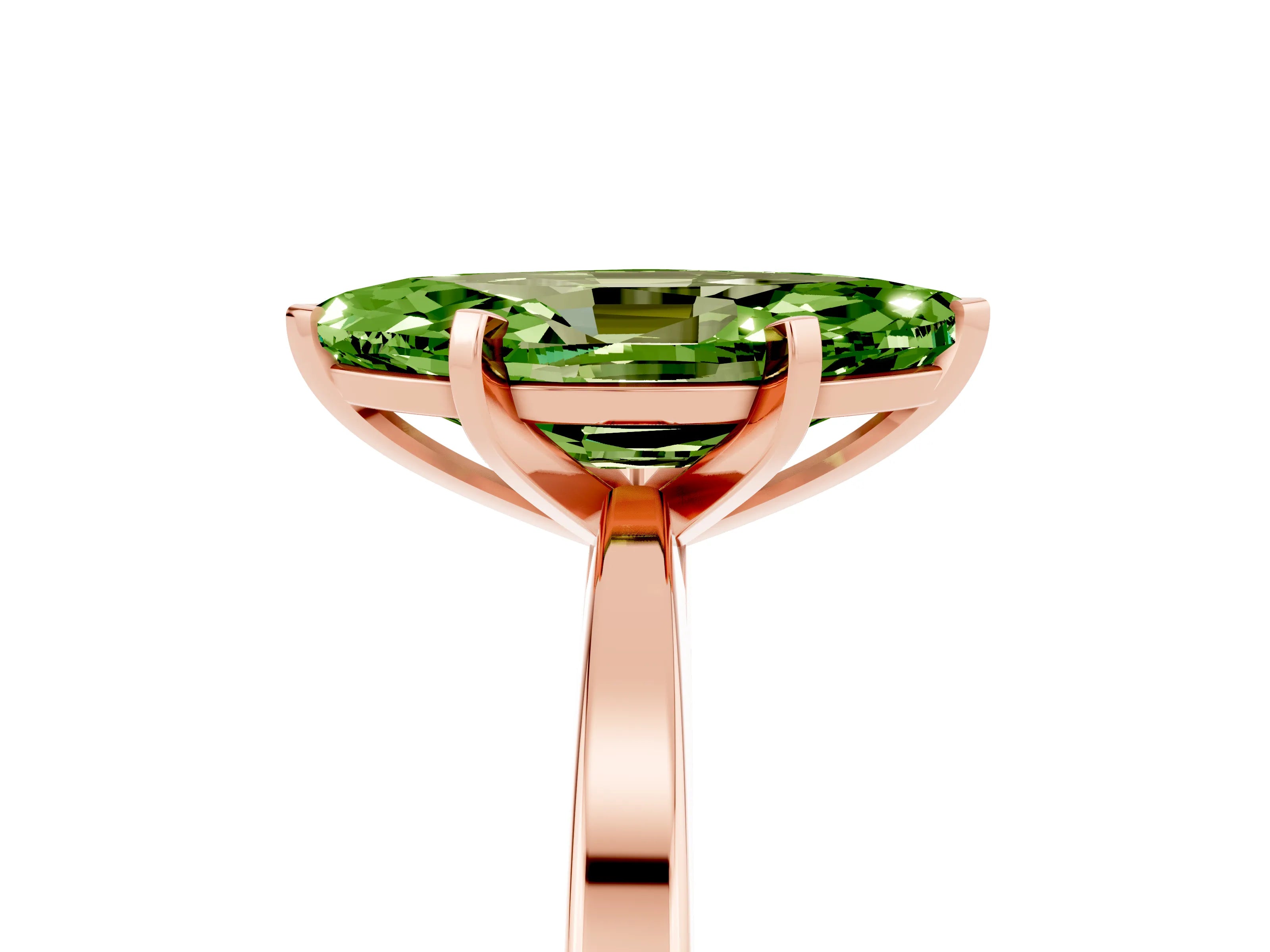Rose gold Marquise Cut Peridot Solitaire Engagement Ring with Classic Band and Four-Prong Setting_29