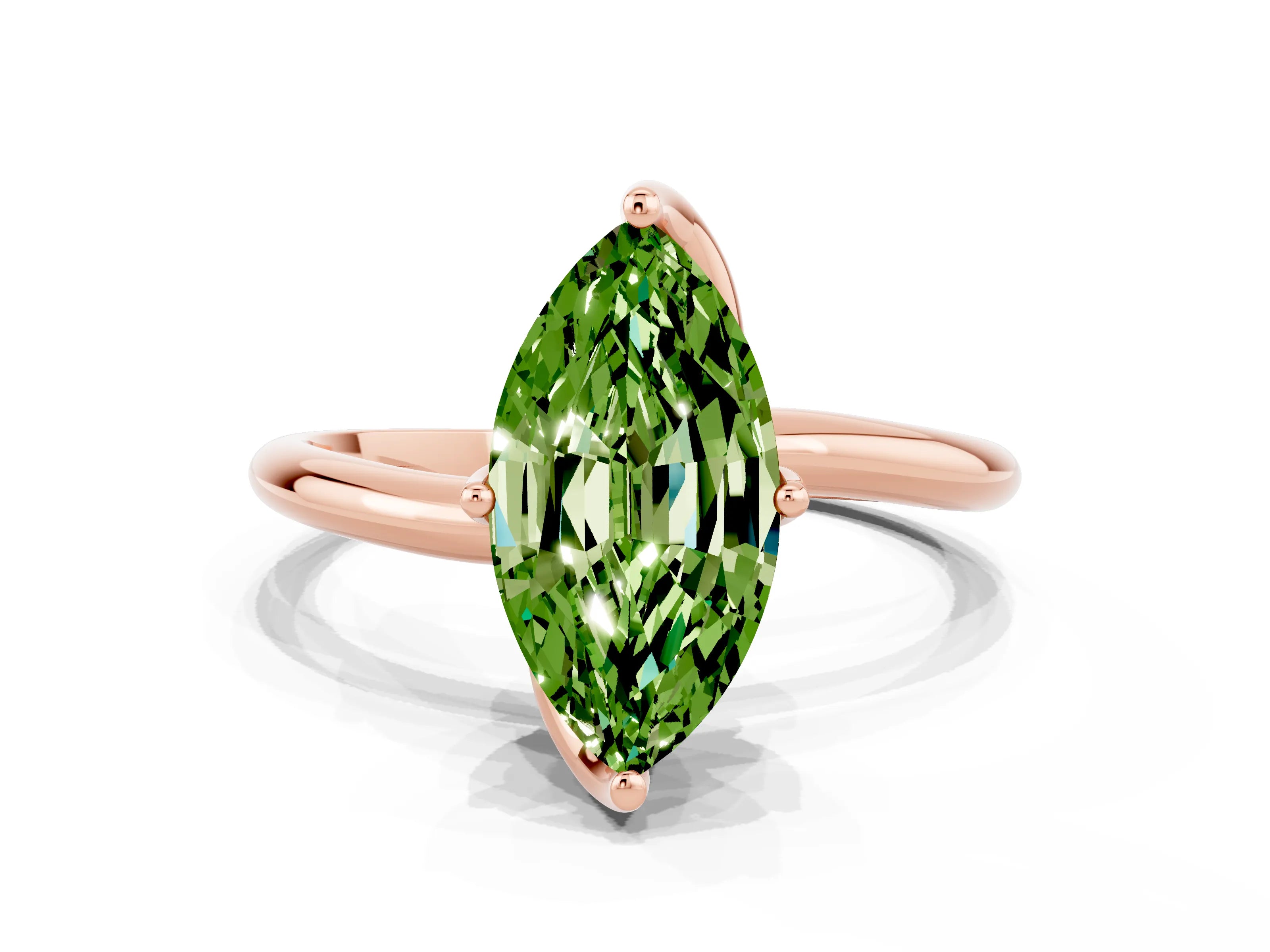Rose gold Marquise Cut Peridot Solitaire Engagement Ring with Four-Prong Setting and Classic Band_12