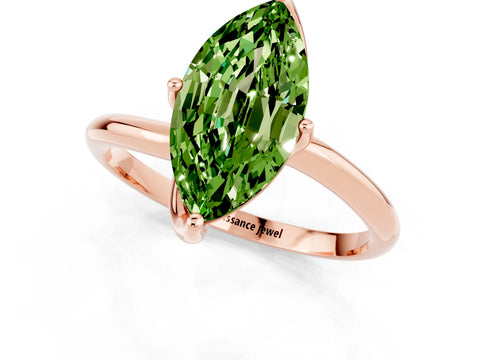 Rose gold Marquise Cut Peridot Solitaire Engagement Ring with Four-Prong Setting and Classic Band_13