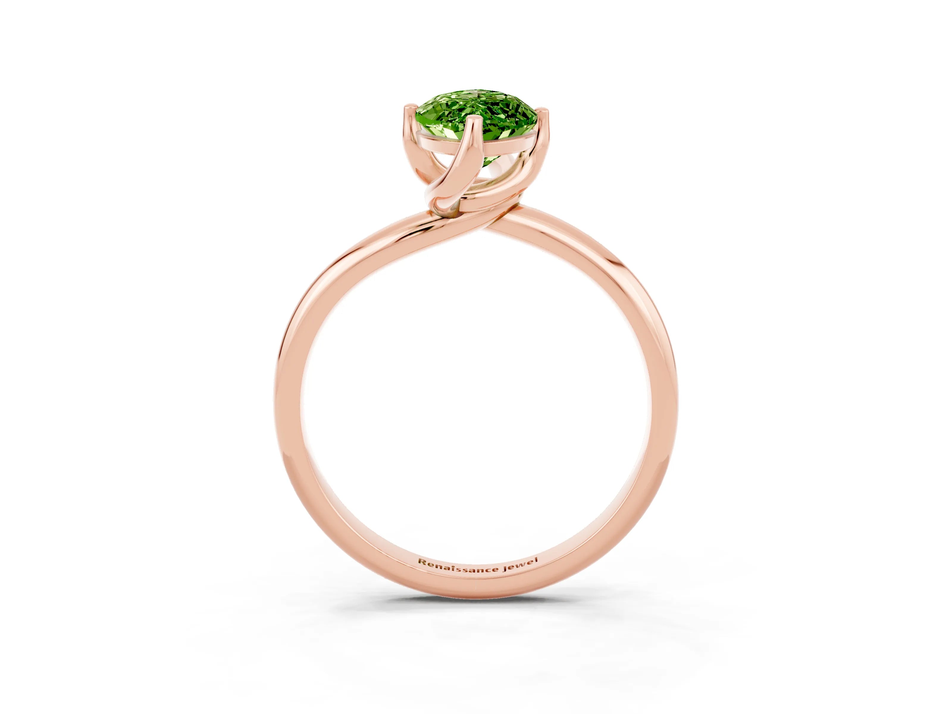 Rose gold Marquise Cut Peridot Solitaire Engagement Ring with Four-Prong Setting and Classic Band_15