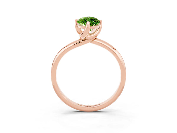 Rose gold Marquise Cut Peridot Solitaire Engagement Ring with Four-Prong Setting and Classic Band