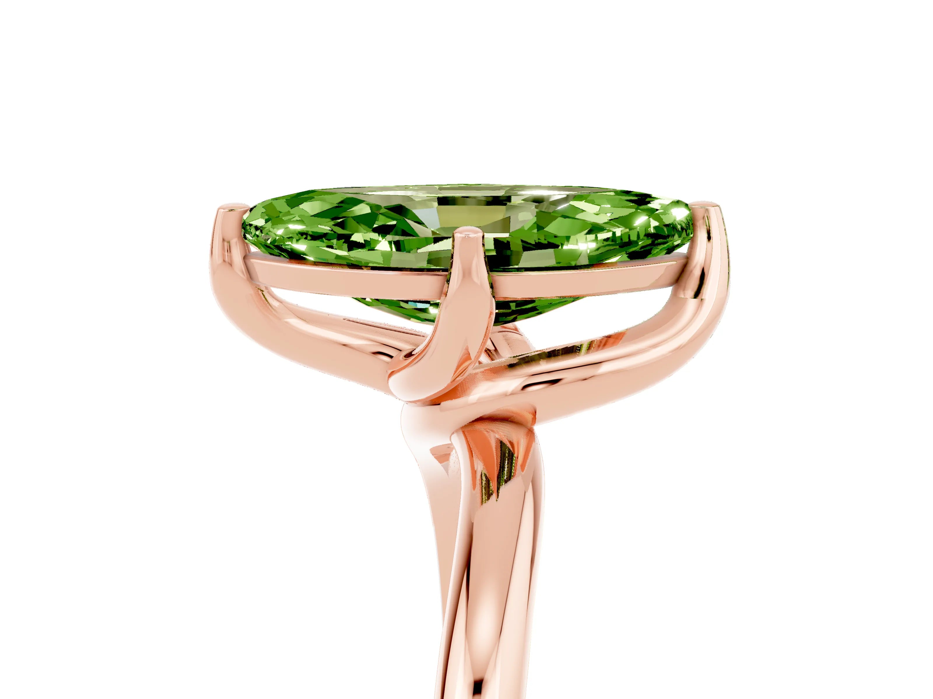 Rose gold Marquise Cut Peridot Solitaire Engagement Ring with Four-Prong Setting and Classic Band_17