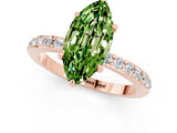 Rose gold Marquise Cut Peridot Solitaire Engagement Ring with Pavé Band and Four-Prong Setting_1