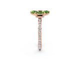 Rose gold Marquise Cut Peridot Solitaire Engagement Ring with Pavé Band and Four-Prong Setting_2