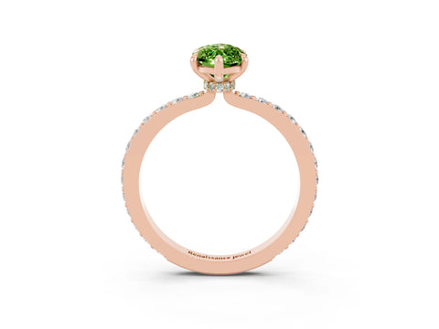 Rose gold Marquise Cut Peridot Solitaire Engagement Ring with Pavé Band and Four-Prong Setting_3