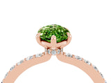 Rose gold Marquise Cut Peridot Solitaire Engagement Ring with Pavé Band and Four-Prong Setting_4