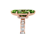 Rose gold Marquise Cut Peridot Solitaire Engagement Ring with Pavé Band and Four-Prong Setting_5