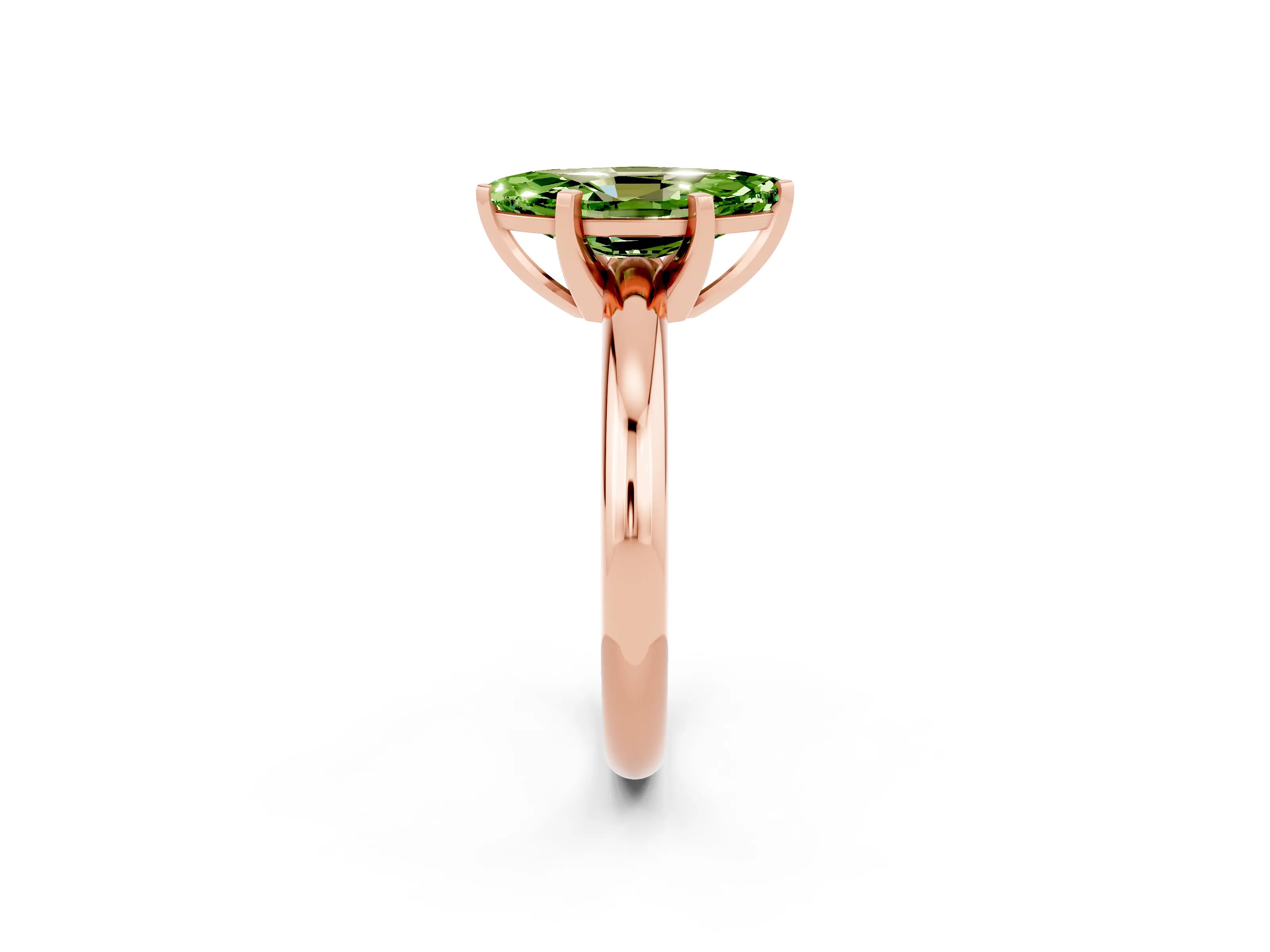 Rose gold Marquise Cut Peridot Solitaire Engagement Ring with Round Band and Four-Prong Setting_2
