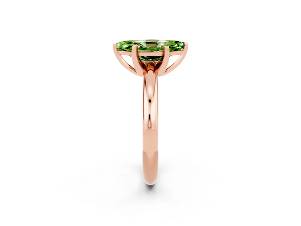 Rose gold Marquise Cut Peridot Solitaire Engagement Ring with Round Band and Four-Prong Setting