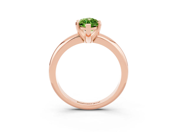 Rose gold Marquise Cut Peridot Solitaire Engagement Ring with Round Band and Four-Prong Setting
