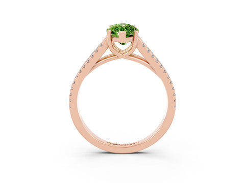 Rose gold Marquise Cut Peridot Solitaire Engagement Ring with Split Shank Pavé Band_3