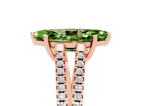 Rose gold Marquise Cut Peridot Solitaire Engagement Ring with Split Shank Pavé Band_5