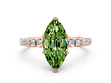 Rose gold Marquise Cut Peridot Solitaire Pavé Band with Four-Prong Setting