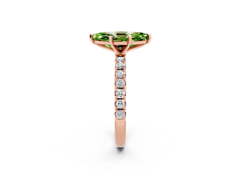 Rose gold Marquise Cut Peridot Solitaire Pavé Band with Four-Prong Setting_2