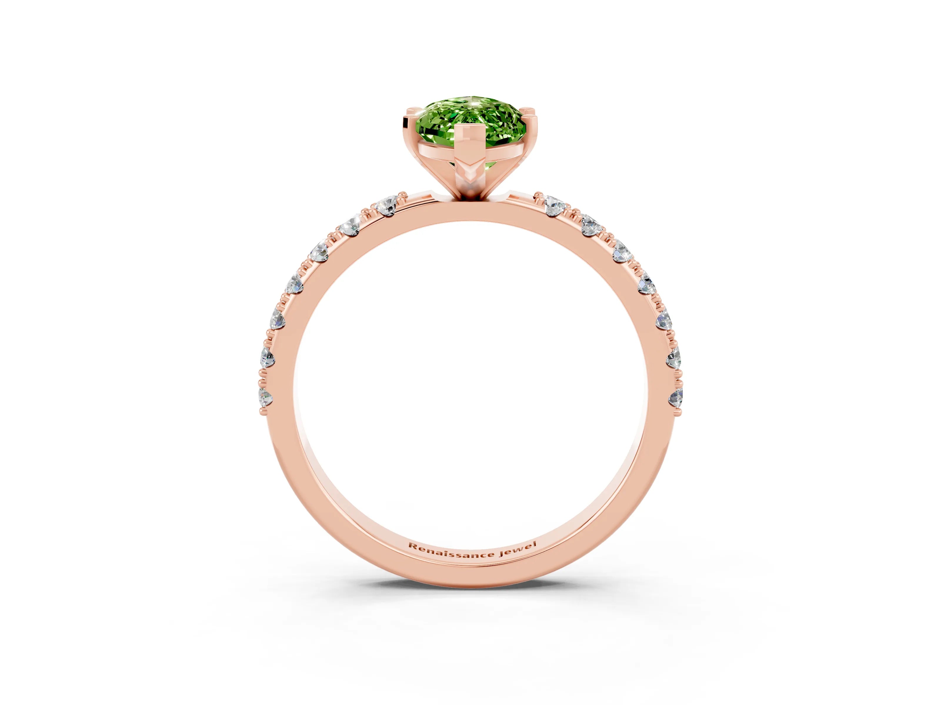 Rose gold Marquise Cut Peridot Solitaire Pavé Band with Four-Prong Setting_3