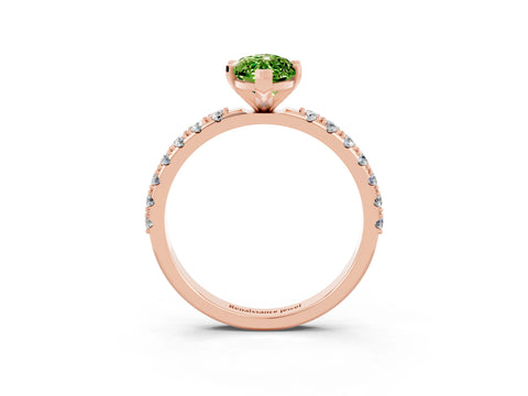 Rose gold Marquise Cut Peridot Solitaire Pavé Band with Four-Prong Setting_3