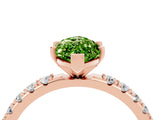 Rose gold Marquise Cut Peridot Solitaire Pavé Band with Four-Prong Setting_4