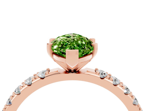 Rose gold Marquise Cut Peridot Solitaire Pavé Band with Four-Prong Setting_4