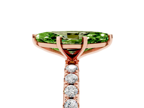 Rose gold Marquise Cut Peridot Solitaire Pavé Band with Four-Prong Setting_5