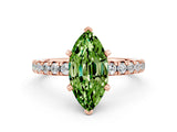 Rose gold Marquise Cut Peridot Solitaire Pavé Engagement Ring with Round Band and Prong Setting_12