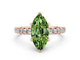 Rose gold Marquise Cut Peridot Solitaire Pavé Engagement Ring with Round Band and Prong Setting_67