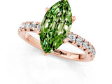 Rose gold Marquise Cut Peridot Solitaire Pavé Engagement Ring with Round Band and Prong Setting_68