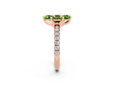 Rose gold Marquise Cut Peridot Solitaire Pavé Engagement Ring with Round Band and Prong Setting_69