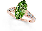 Rose gold Marquise Cut Peridot Solitaire Ring with Cathedral Setting and Pavé Band_1