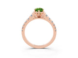 Rose gold Marquise Cut Peridot Solitaire Ring with Cathedral Setting and Pavé Band_3