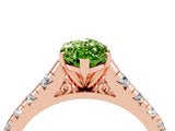 Rose gold Marquise Cut Peridot Solitaire Ring with Cathedral Setting and Pavé Band_4