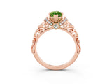 Rose gold Marquise Cut Peridot Solitaire Ring with Filigree Band and Four-Prong Setting_27