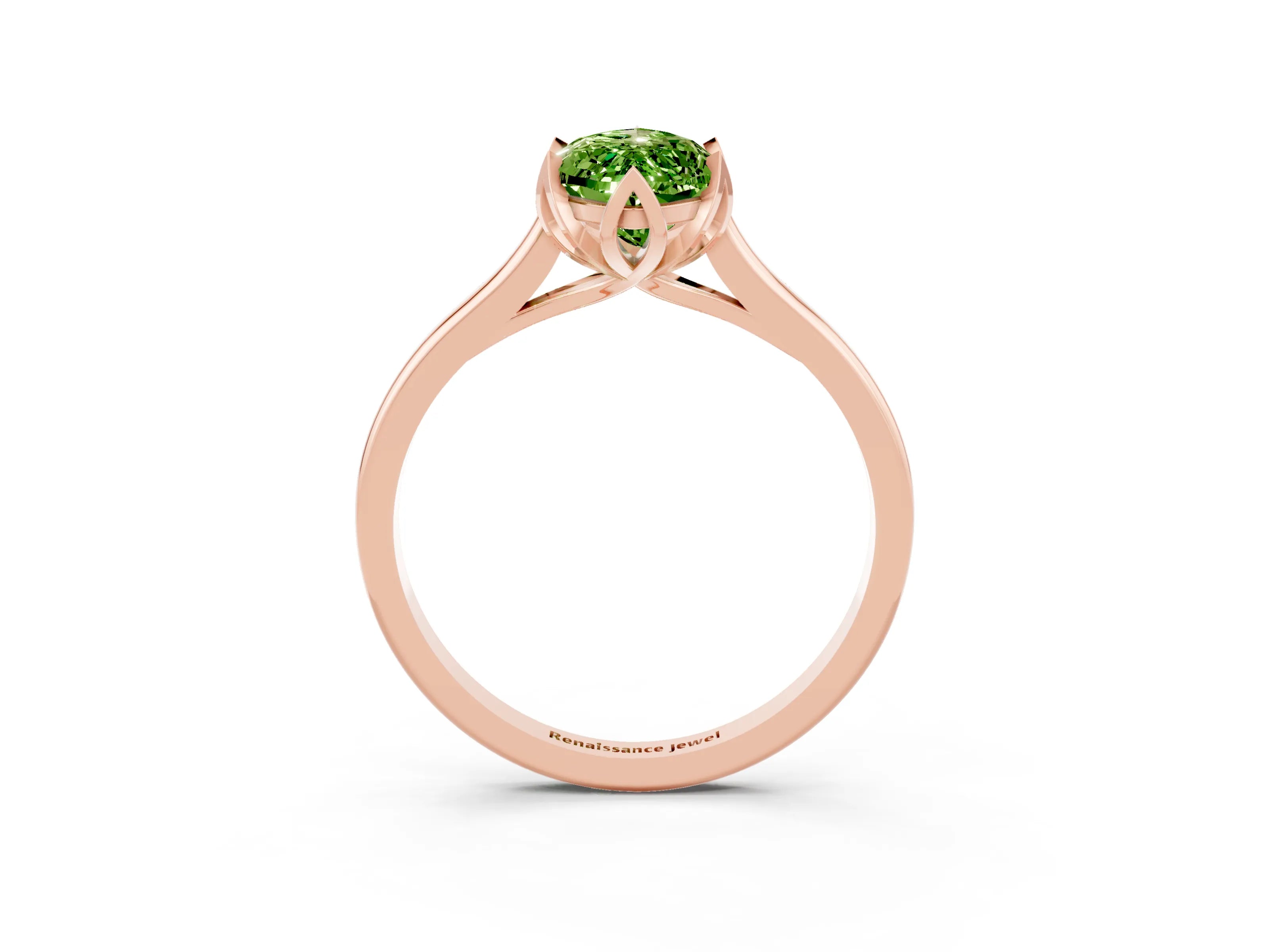 Rose gold Marquise Cut Peridot Solitaire Ring with Flower Prong Setting and Classic Band_15