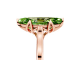 Rose gold Marquise Cut Peridot Solitaire Ring with Flower Prong Setting and Classic Band_17