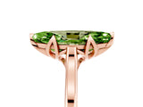 Rose gold Marquise Cut Peridot Solitaire Ring with Flower Prong Setting and Classic Band_41