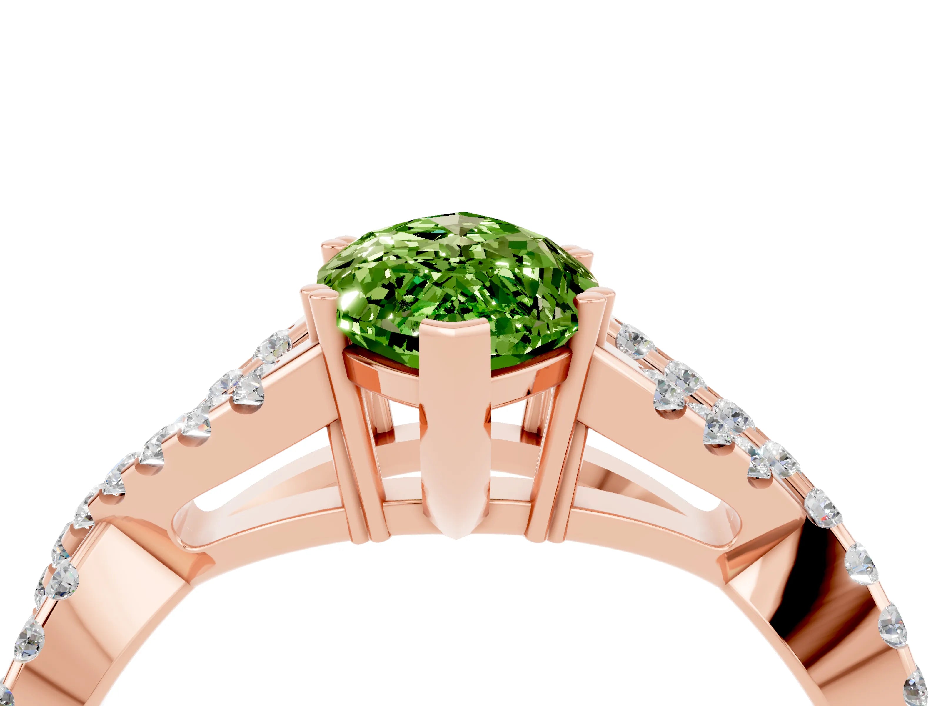 Rose gold Marquise Cut Peridot Solitaire Ring with Four-Prong Setting and Twisted Pavé Band_4