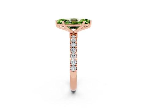 Rose gold Marquise Cut Peridot Solitaire Ring with Pavé Accents and Four-Prong Setting_2