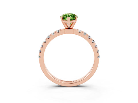 Rose gold Marquise Cut Peridot Solitaire Ring with Pavé Accents and Four-Prong Setting_3