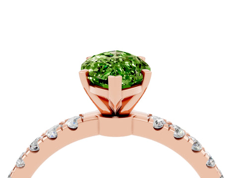Rose gold Marquise Cut Peridot Solitaire Ring with Pavé Accents and Four-Prong Setting_4