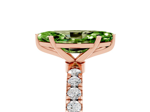 Rose gold Marquise Cut Peridot Solitaire Ring with Pavé Accents and Four-Prong Setting_5