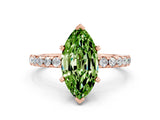 Rose gold Marquise Cut Peridot Solitaire Ring with Pavé Band and Four-Prong Setting_12