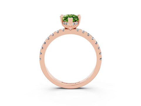 Rose gold Marquise Cut Peridot Solitaire Ring with Pavé Band and Four-Prong Setting_15