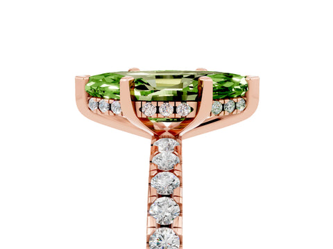 Rose gold Marquise Cut Peridot Solitaire Ring with Pavé Band and Four-Prong Setting_17
